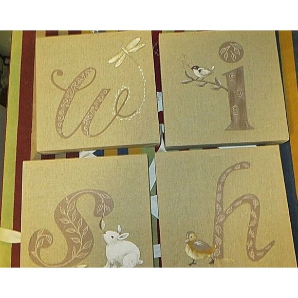 Pottery Barn Art 4 Piece Pottery Barn Kids Wish Canvas Fabric Wall